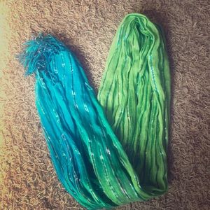 Ombré green and blue scarf